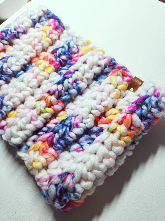 Colorful knitted fabric on a white background