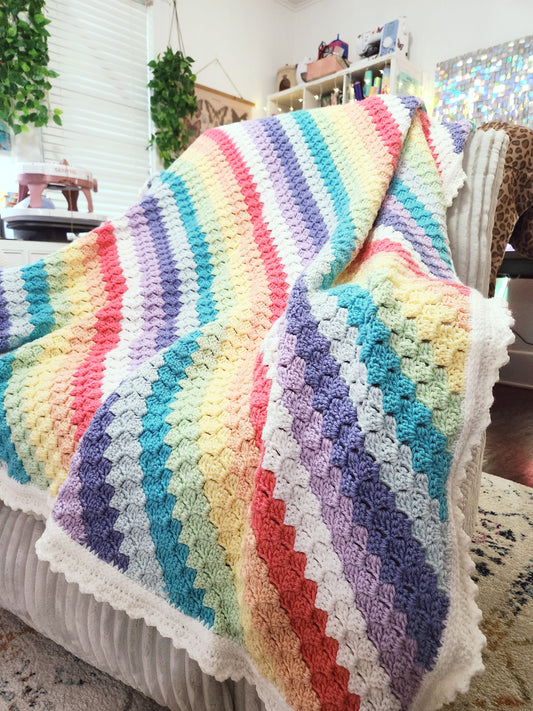Hand Crocheted Rainbow Blanket