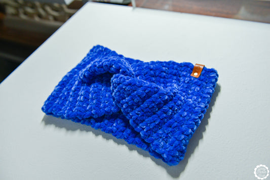 Cobalt Blue Crushed Velvet Twist Headband