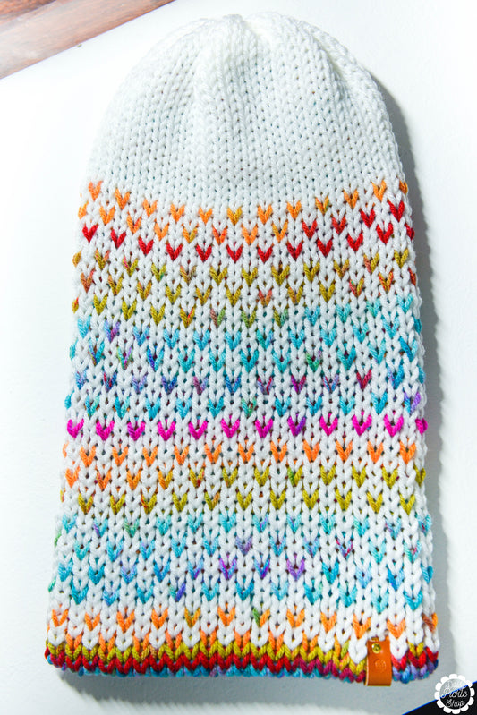 Reversible White Neon Heart Knit Beanie Media 2 of 6