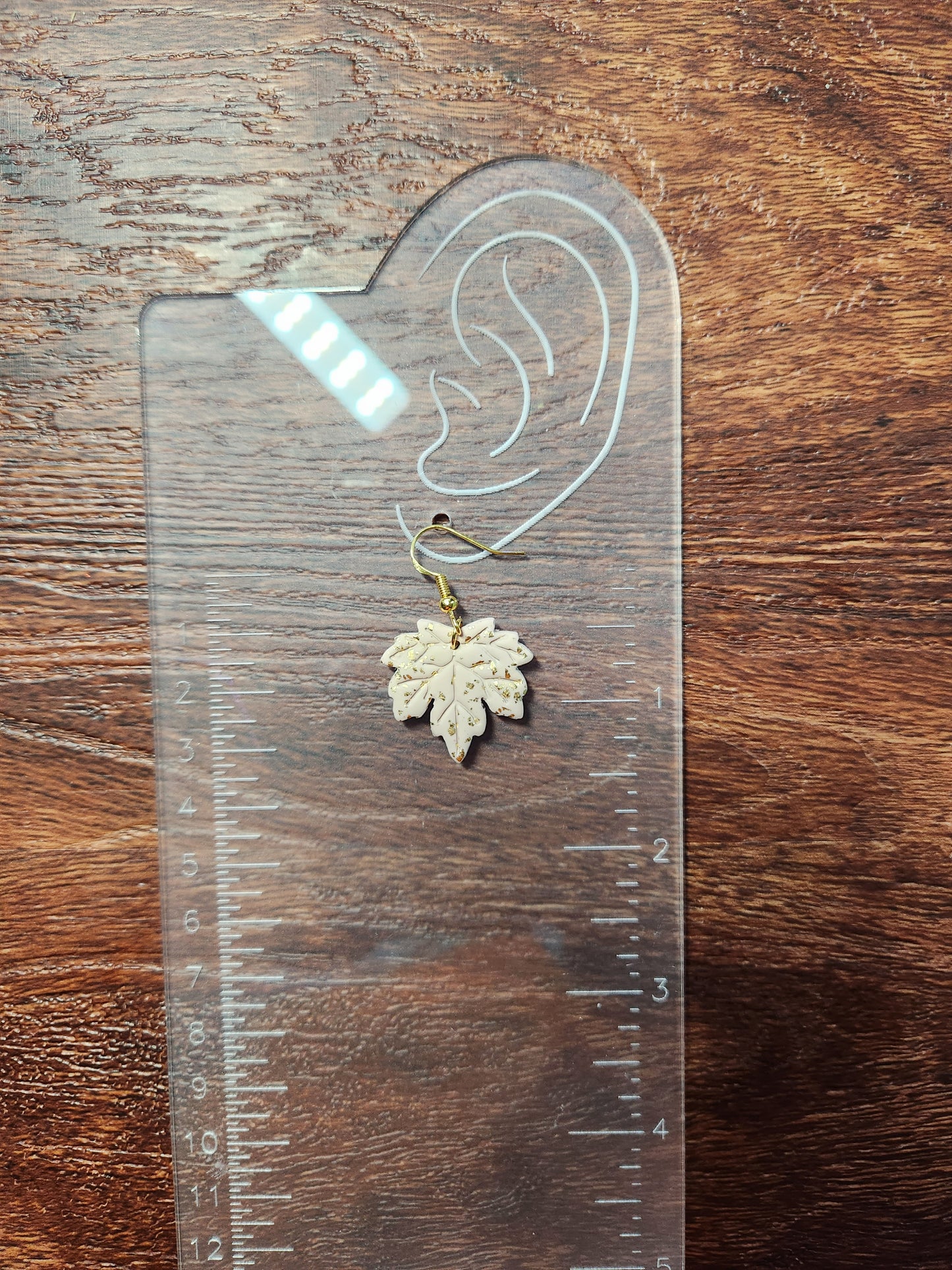 Antique White Golden Flake Leaf Earrings