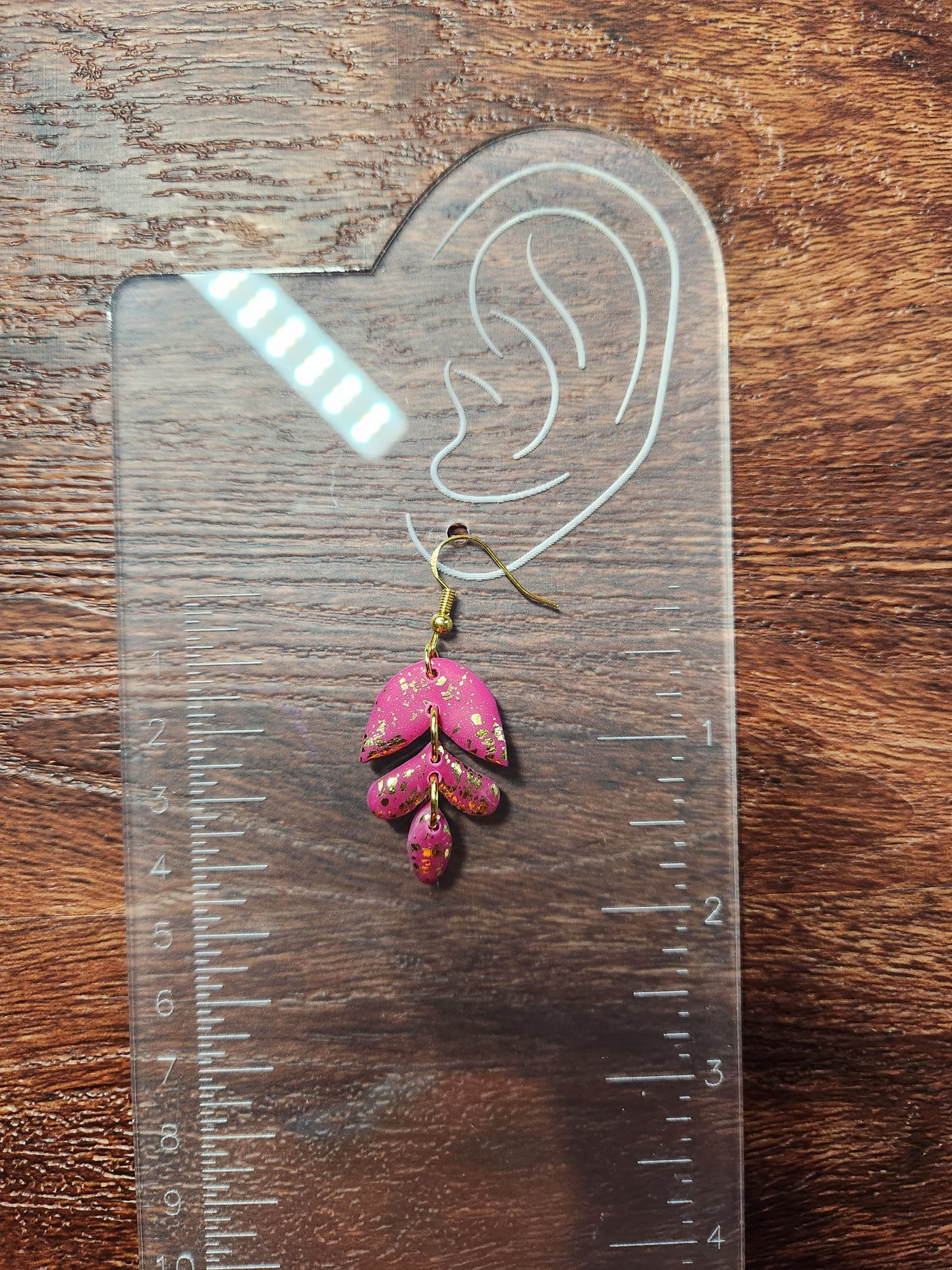 Fuchsia Golden Flake Earrings