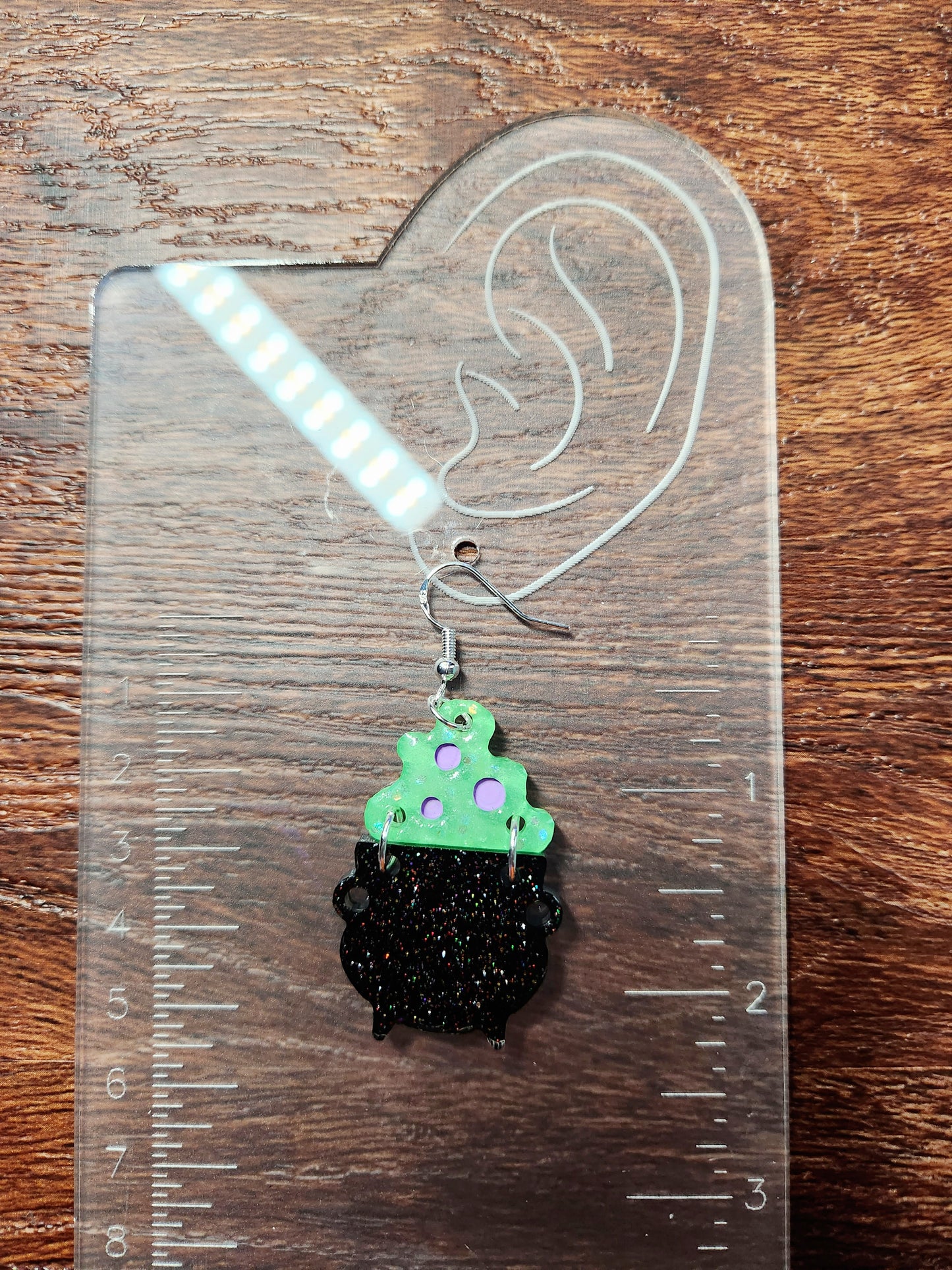 Green Potion Sparkle Cauldron Earrings