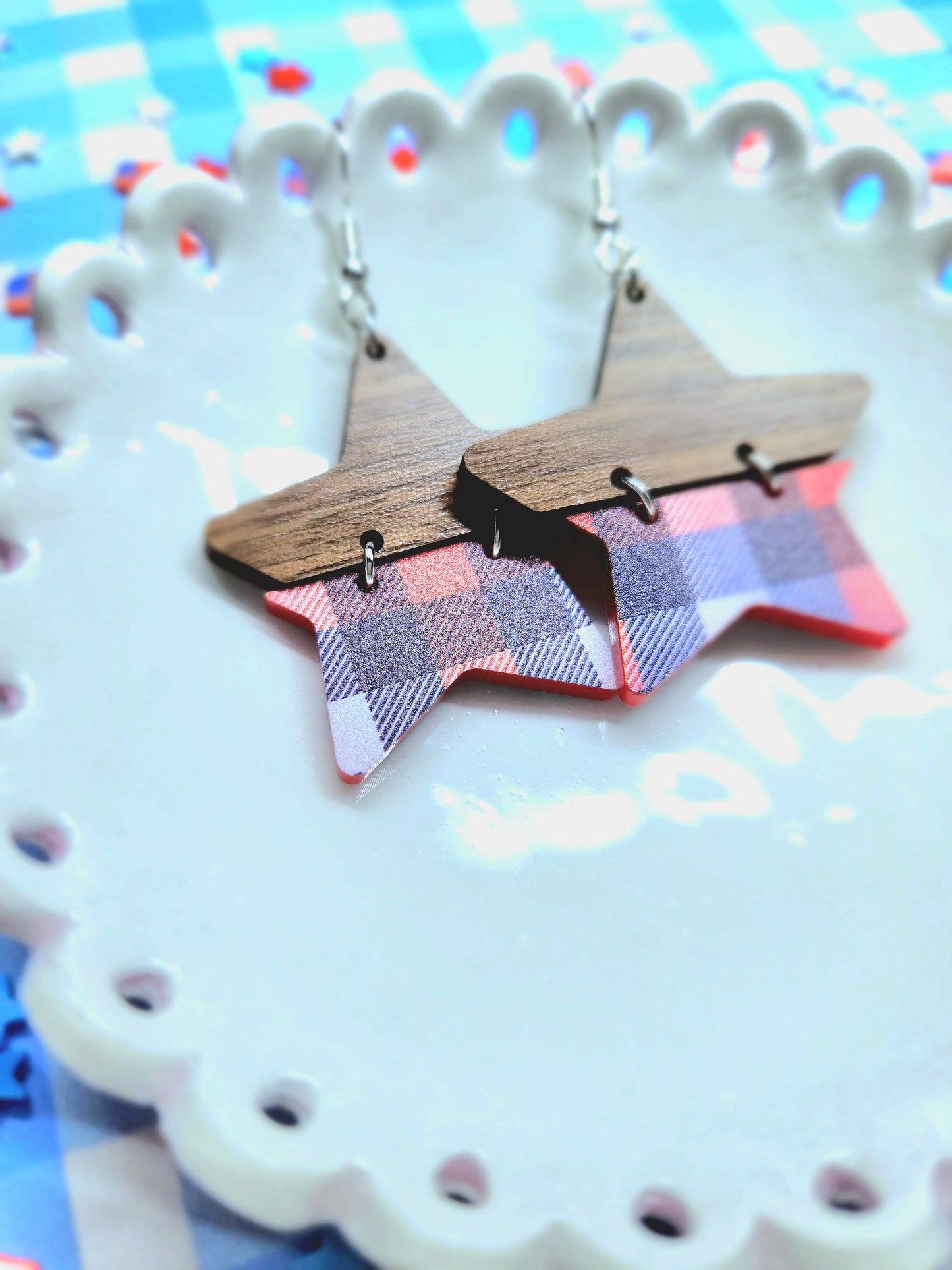 Patriotic Star Dangle Earrings