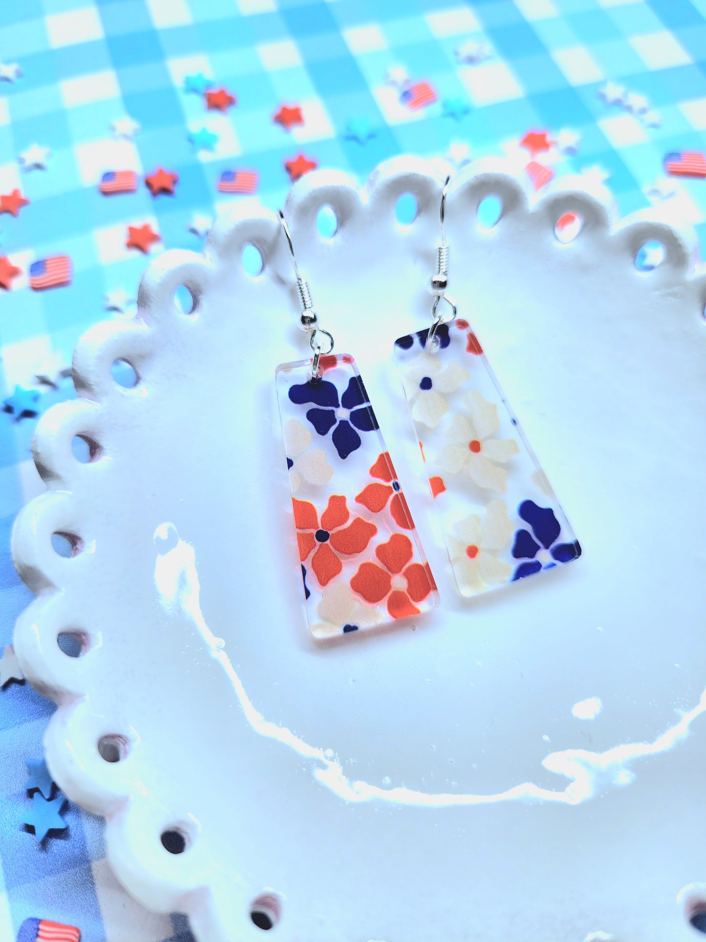 4th of July Floral Earrings