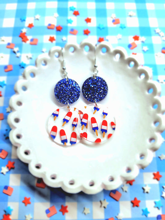 Red White and Blue Sparkle Pop Earrings