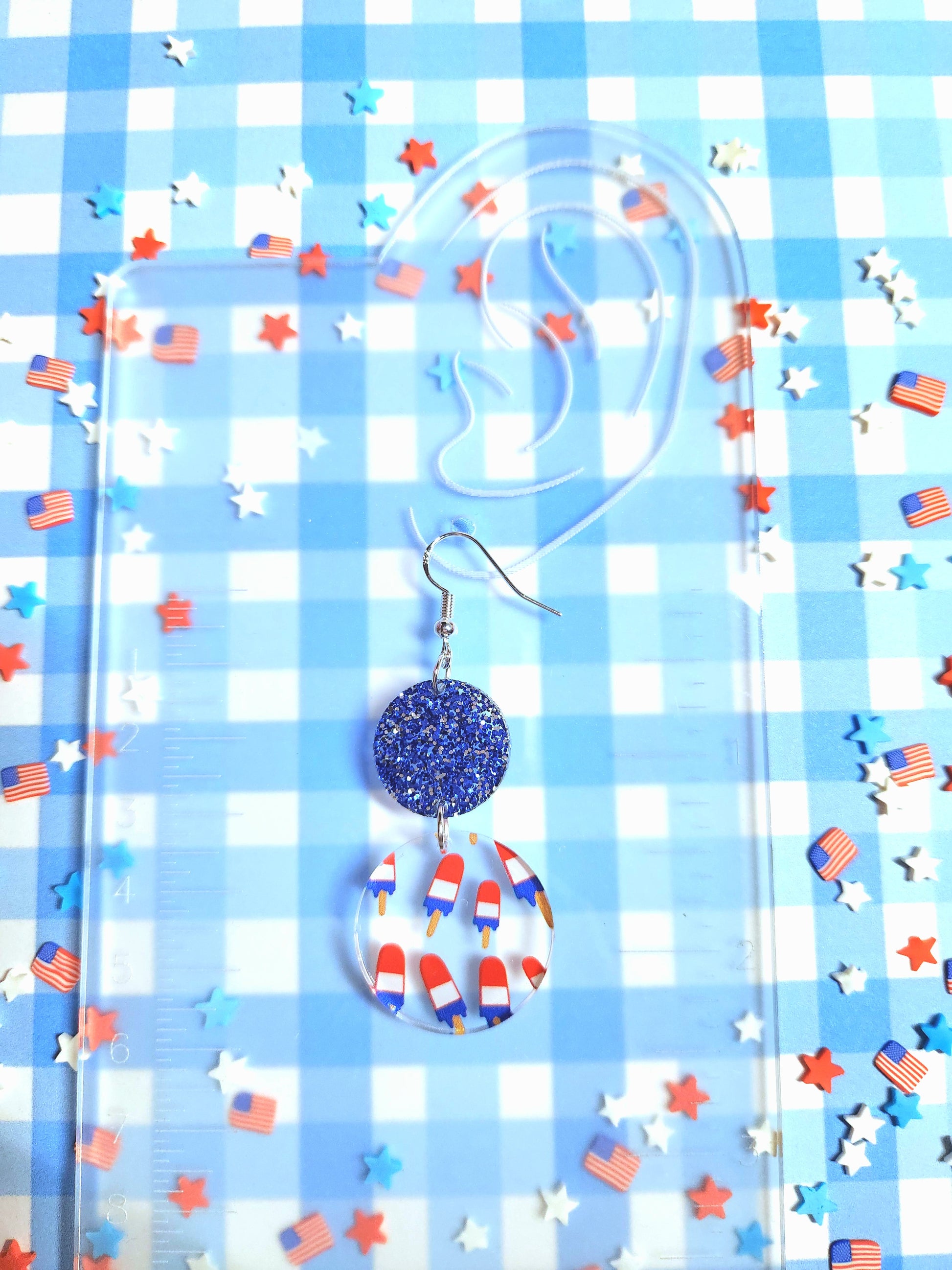 Red White and Blue Sparkle Pop Earrings