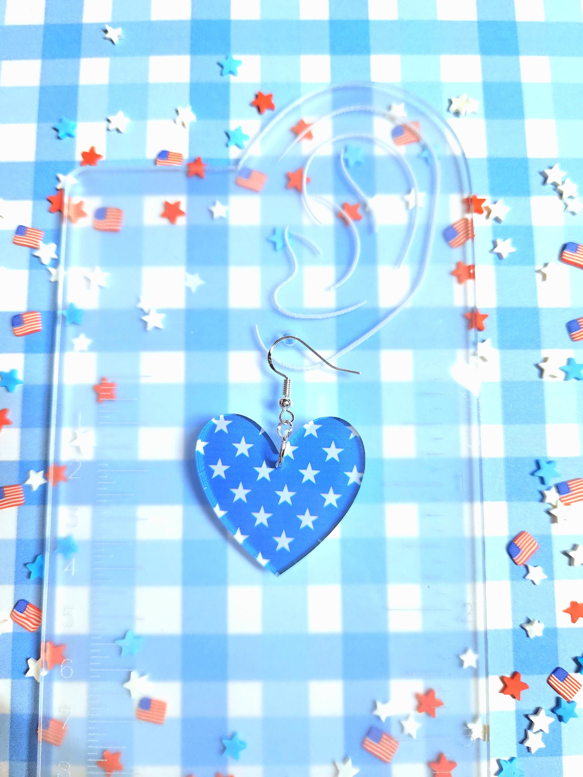 Flag Heart Dangle Earrings