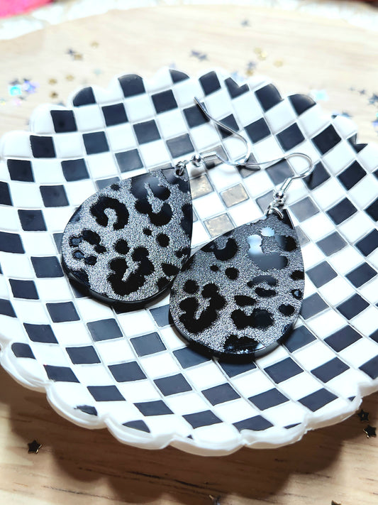 black leopard earrings