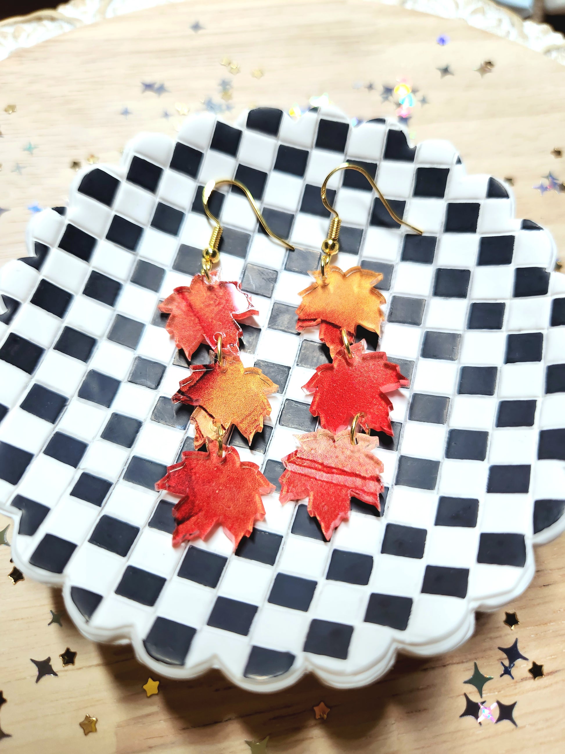 maple leaf dangle earrings