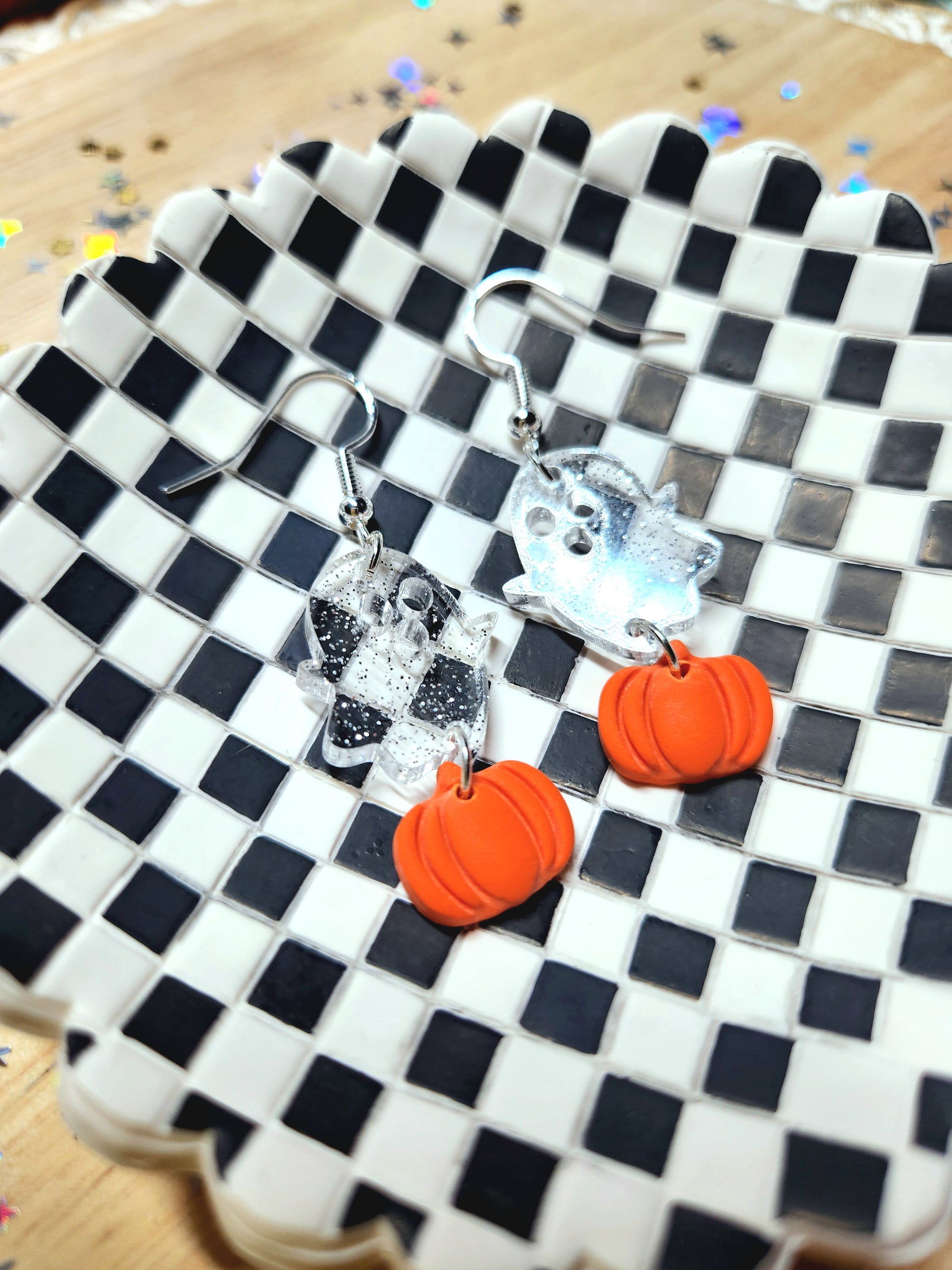 pumkin ghost earrings