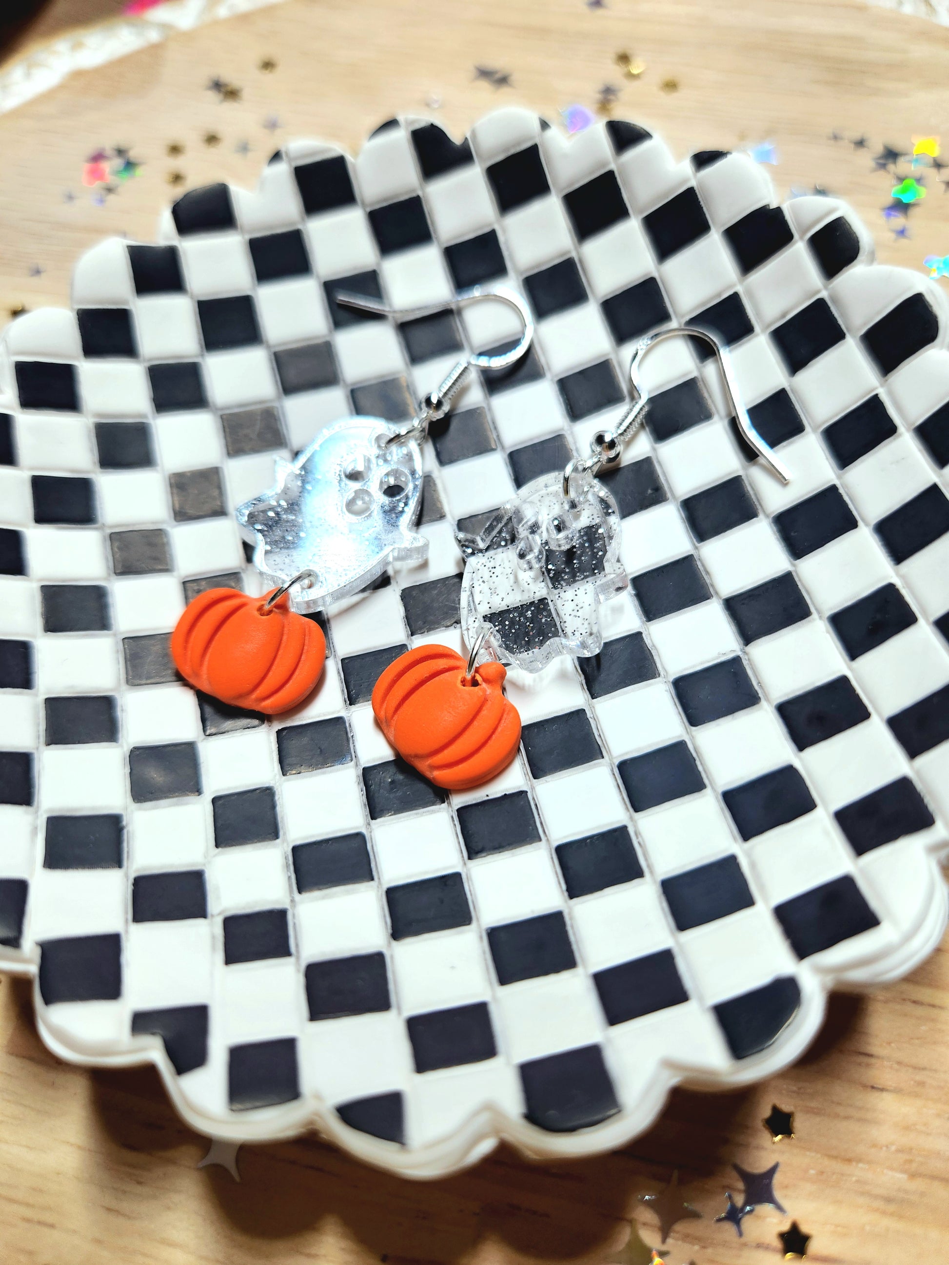 pumkin ghost earrings