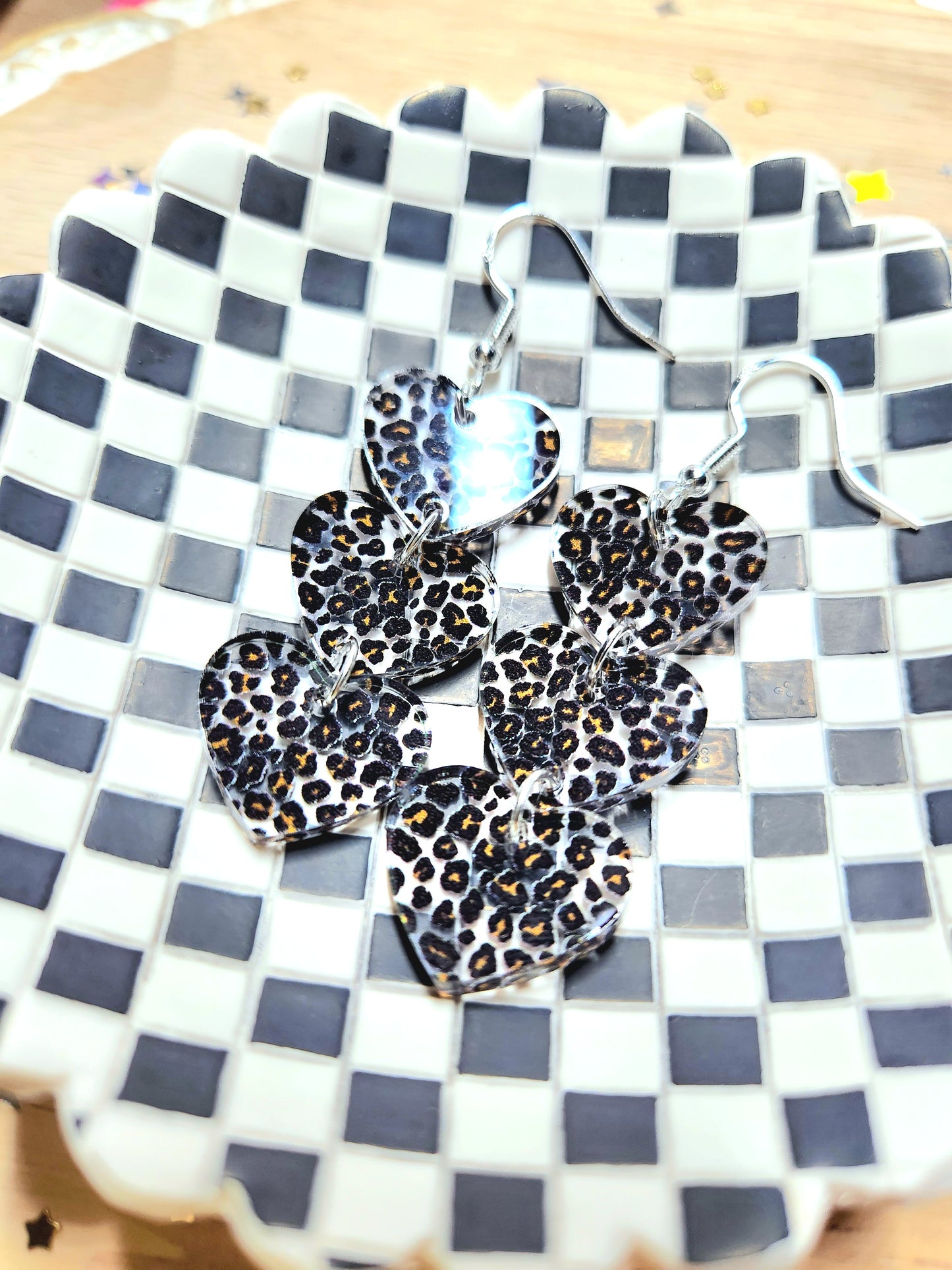 leopard heart earrings