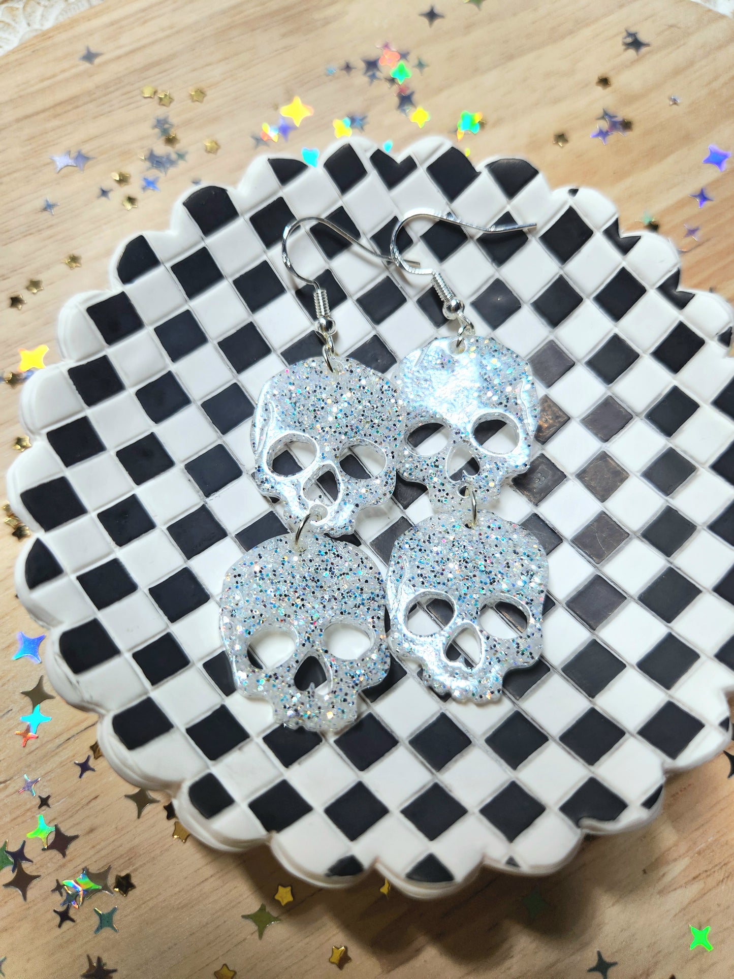 Sparkly Skull Stack Earrings