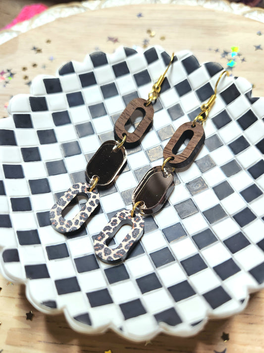 leopard stack earrings