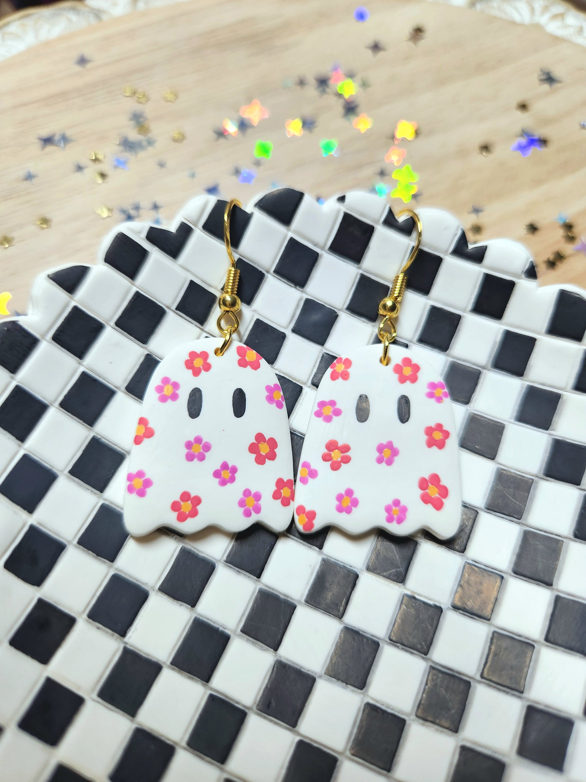 flower ghost earrings