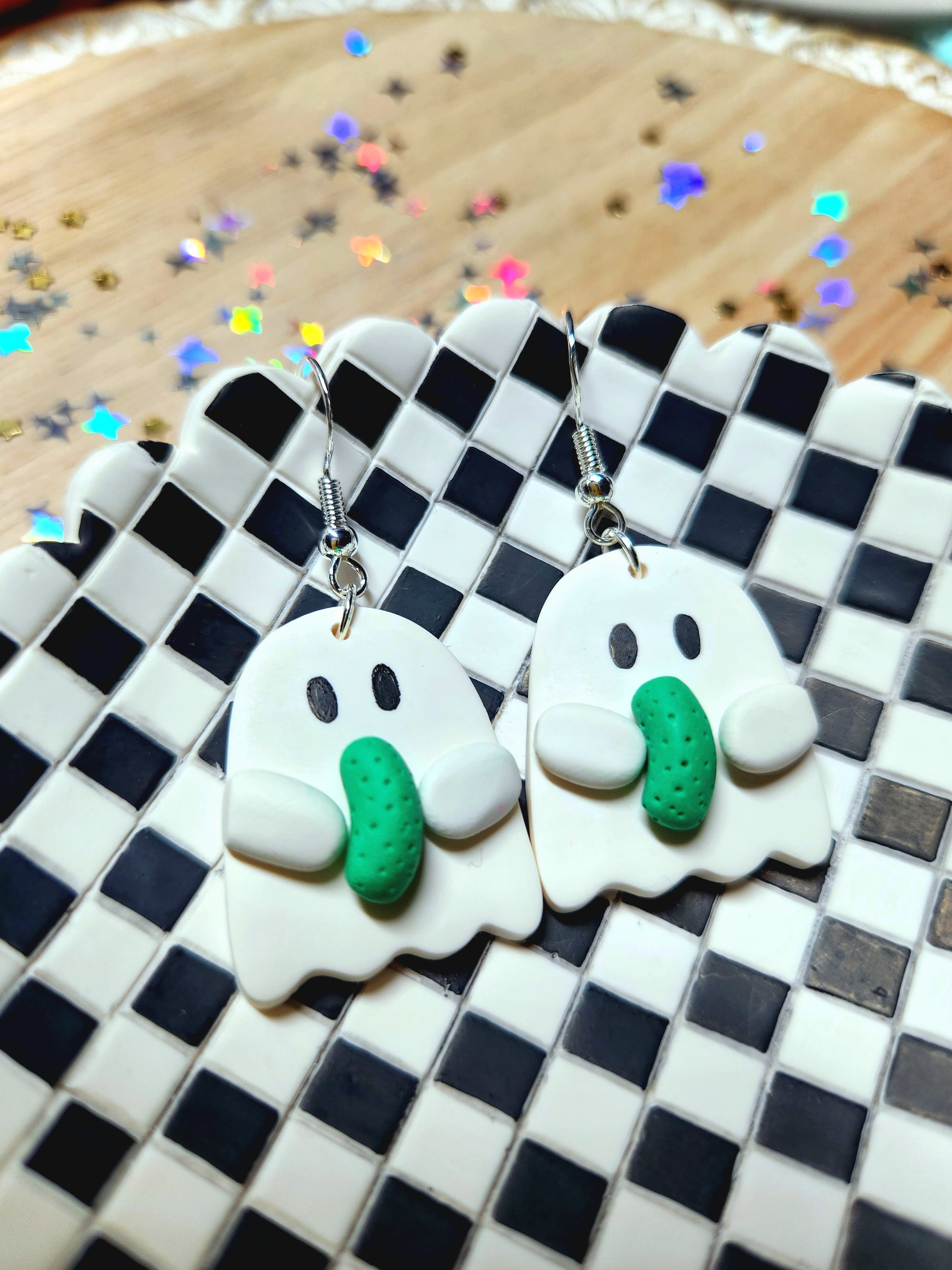 pickle ghost earrings