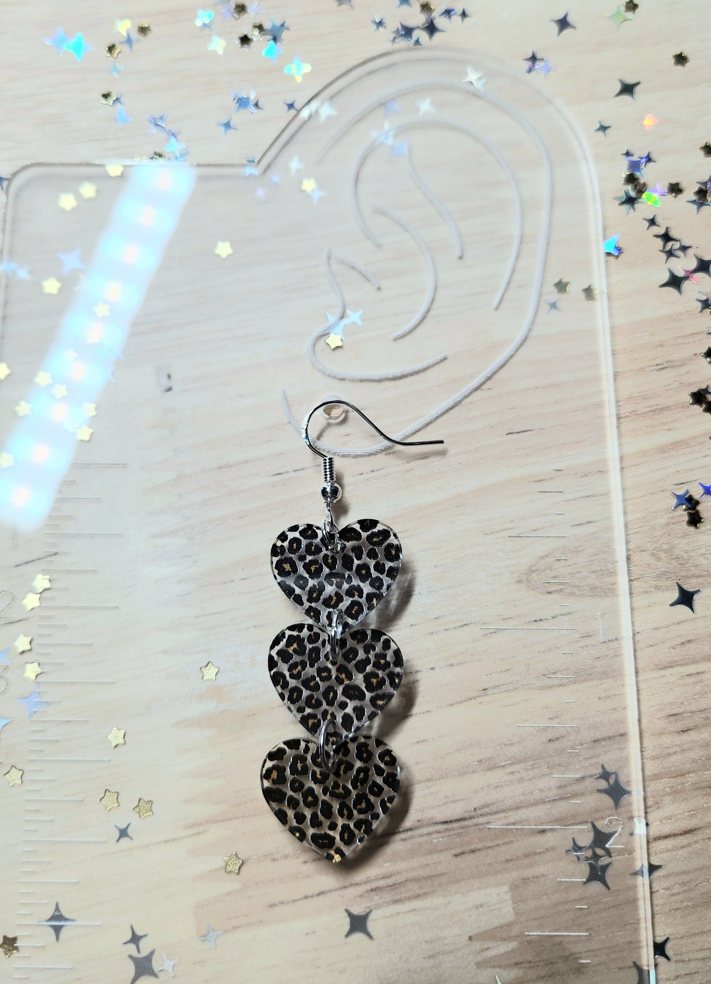 leopard heart earrings