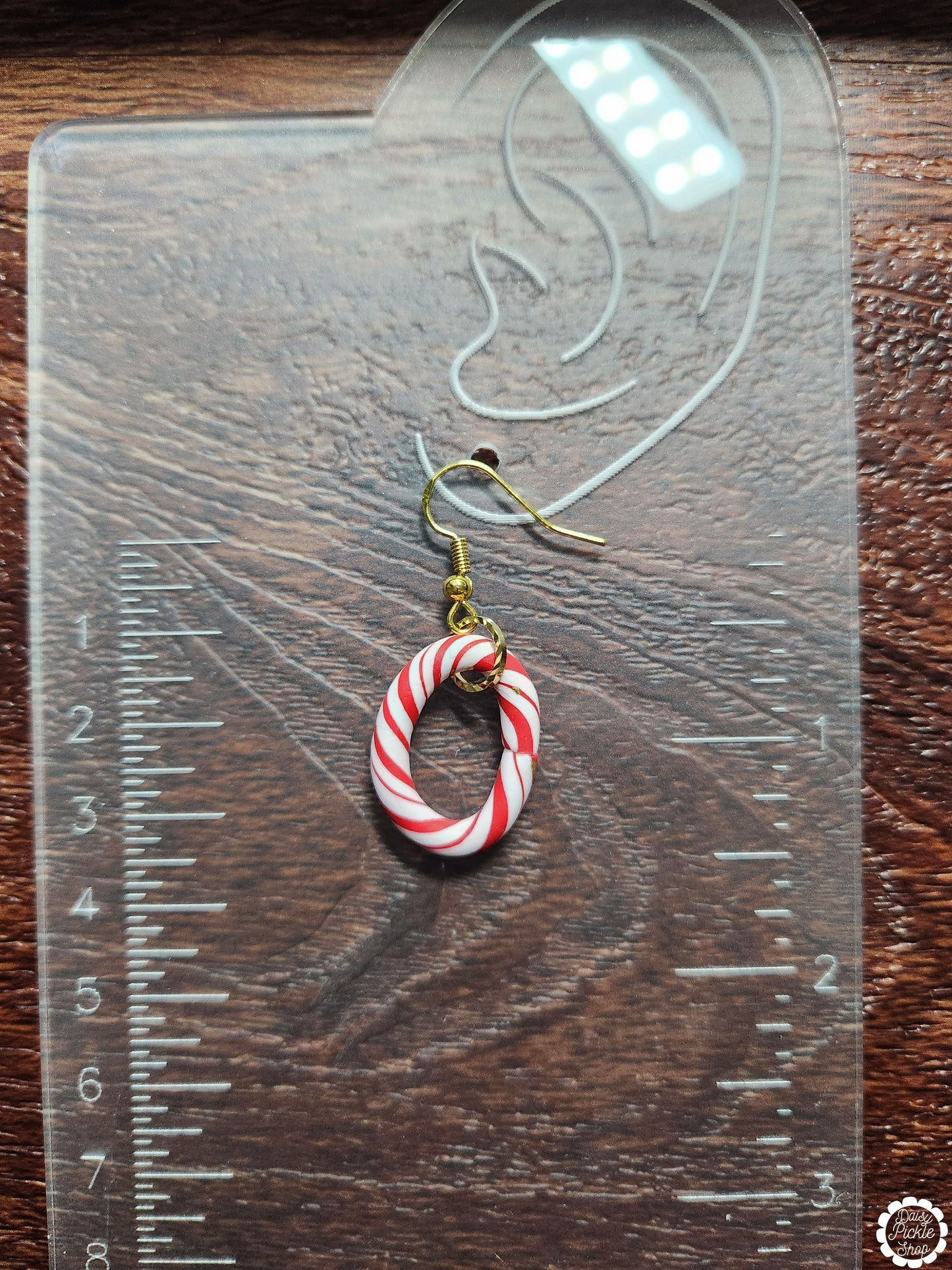 Large Candy Cane Hoop Dangle Earrings