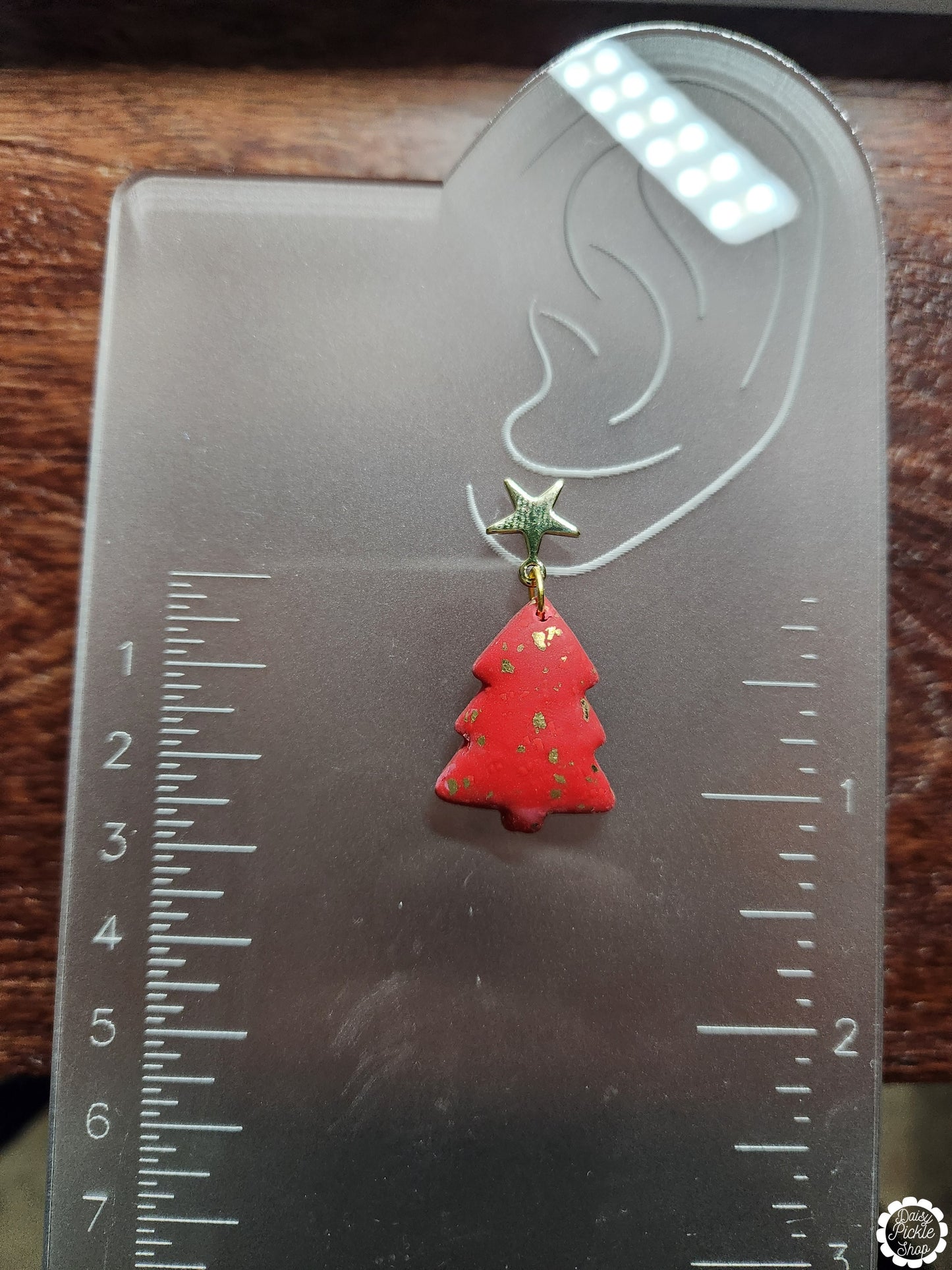 red tree earrings