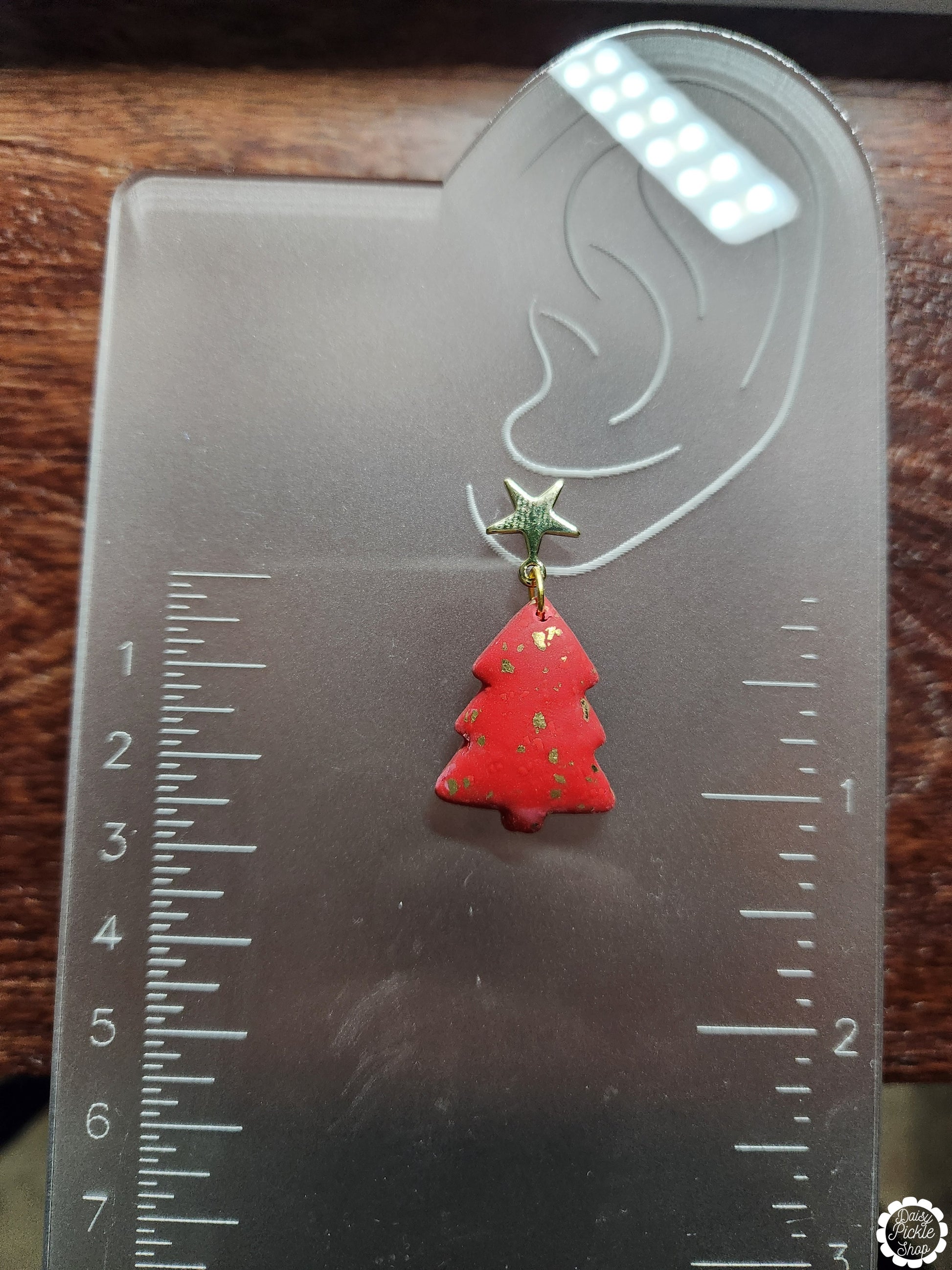 red tree earrings