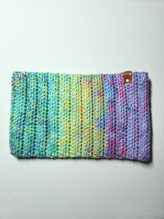 Multicolored hat on a light gray background
