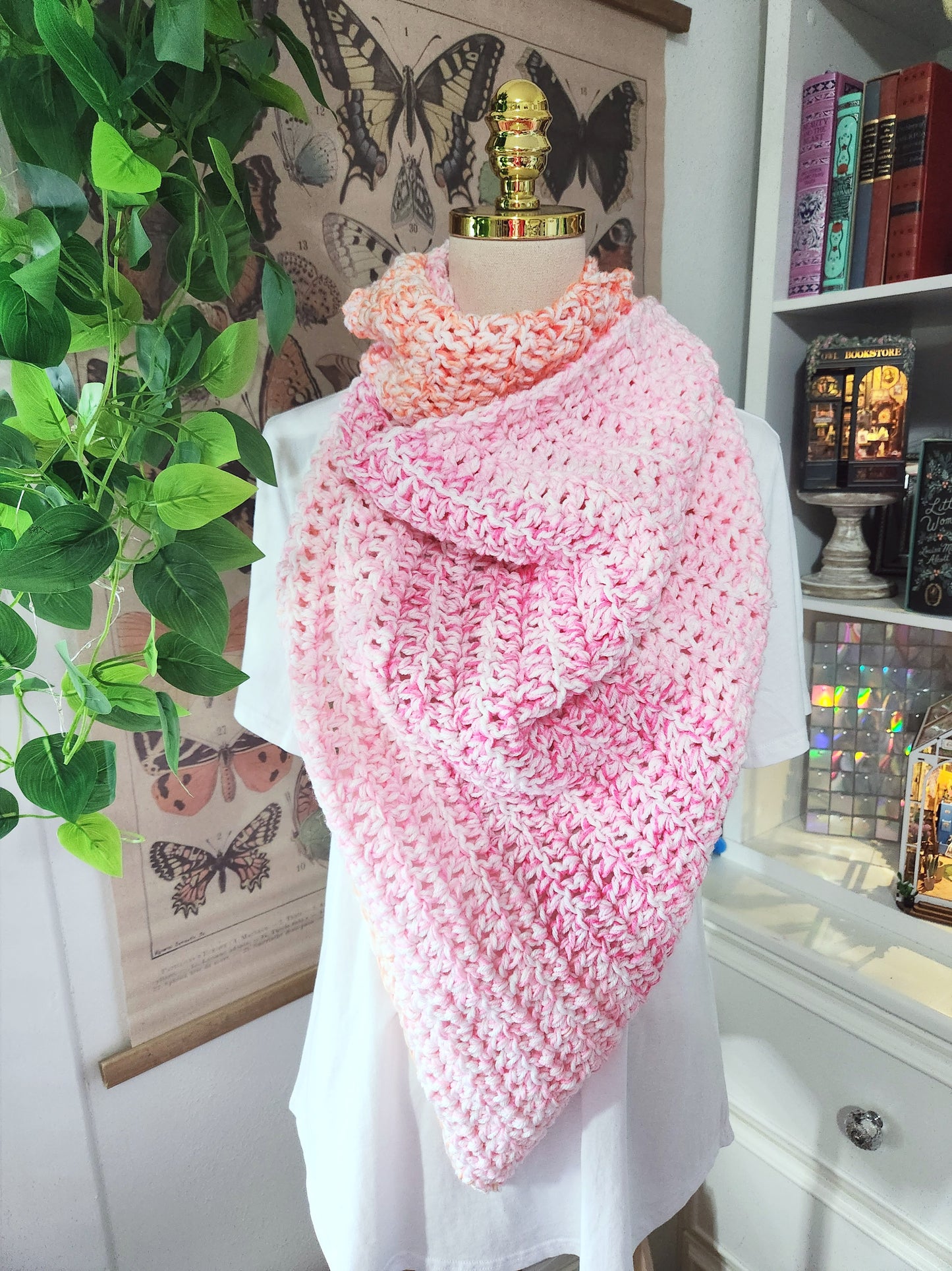pink and orange triangle scarf