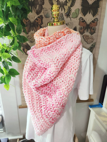 pink and orange triangle scarf