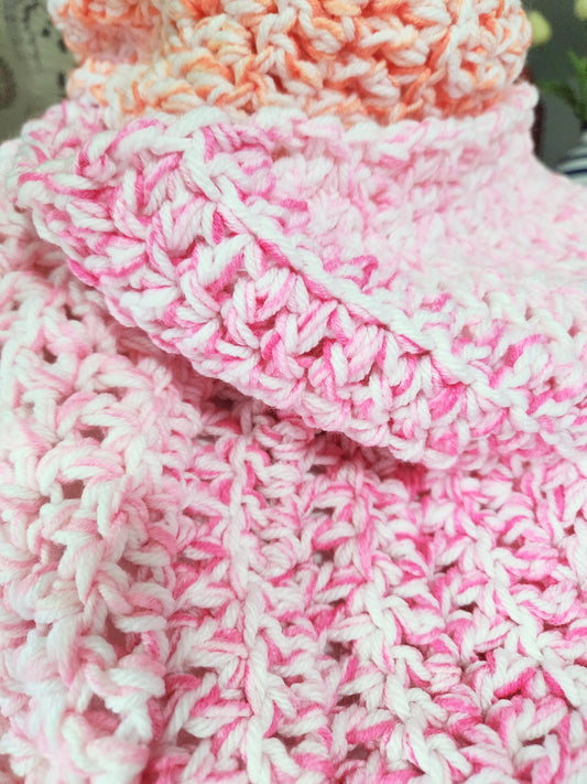 pink and orange triangle scarf