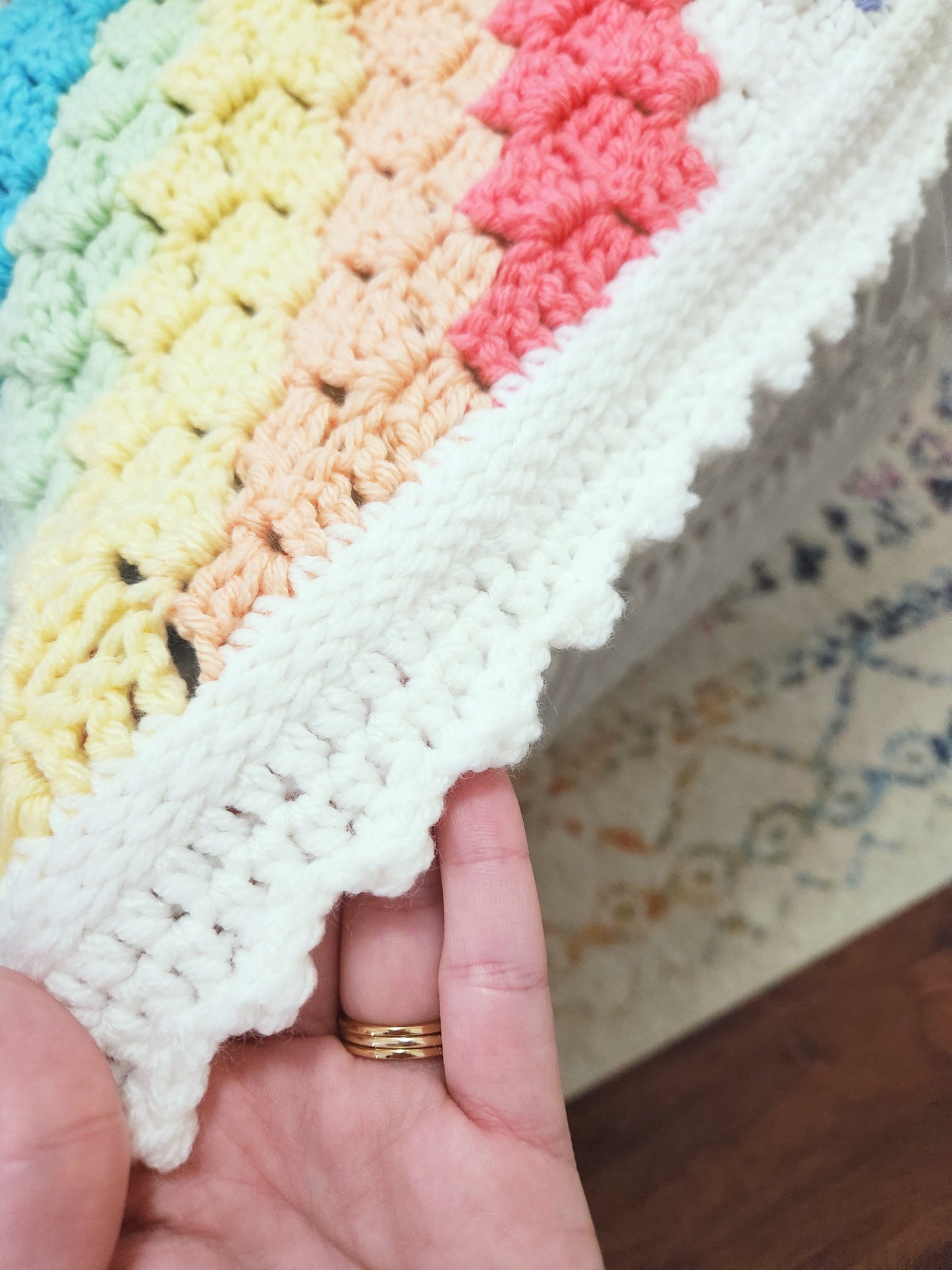 Hand Crocheted Rainbow Blanket
