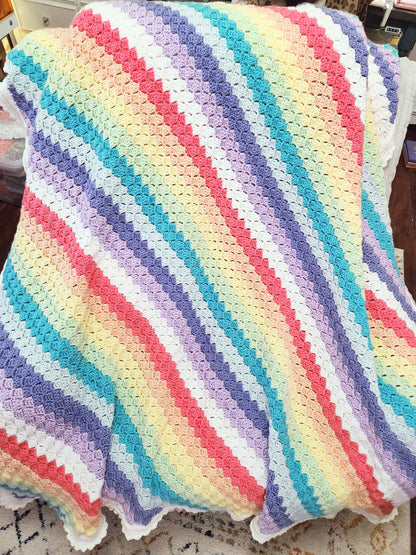 Hand Crocheted Rainbow Blanket