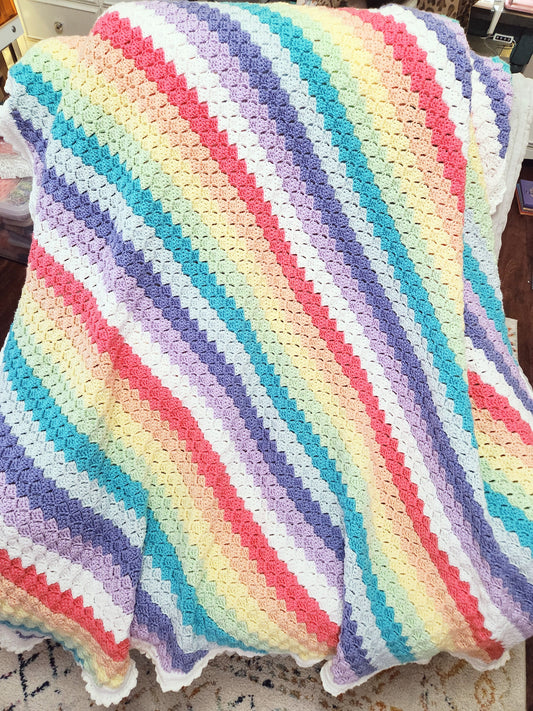 Hand Crocheted Rainbow Blanket