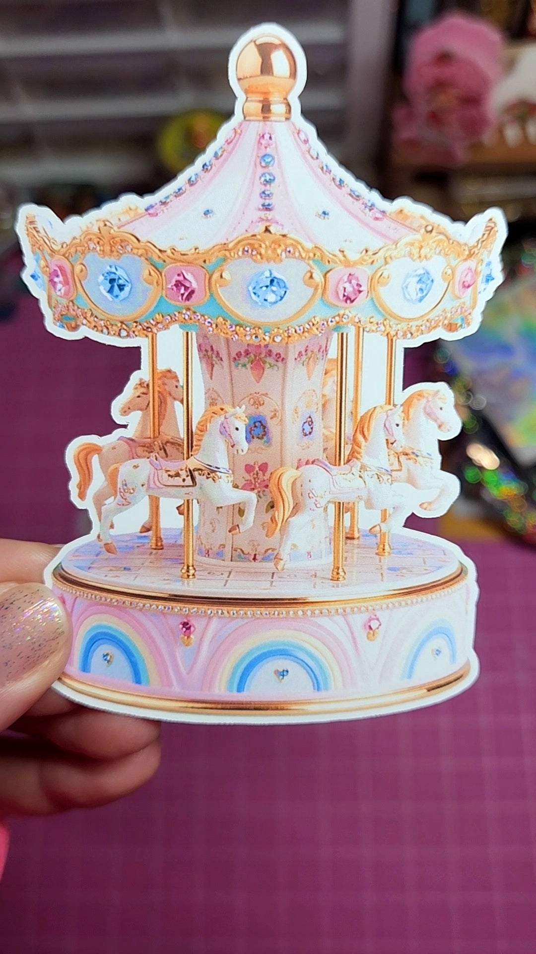 Decorative carousel music box with colorful details