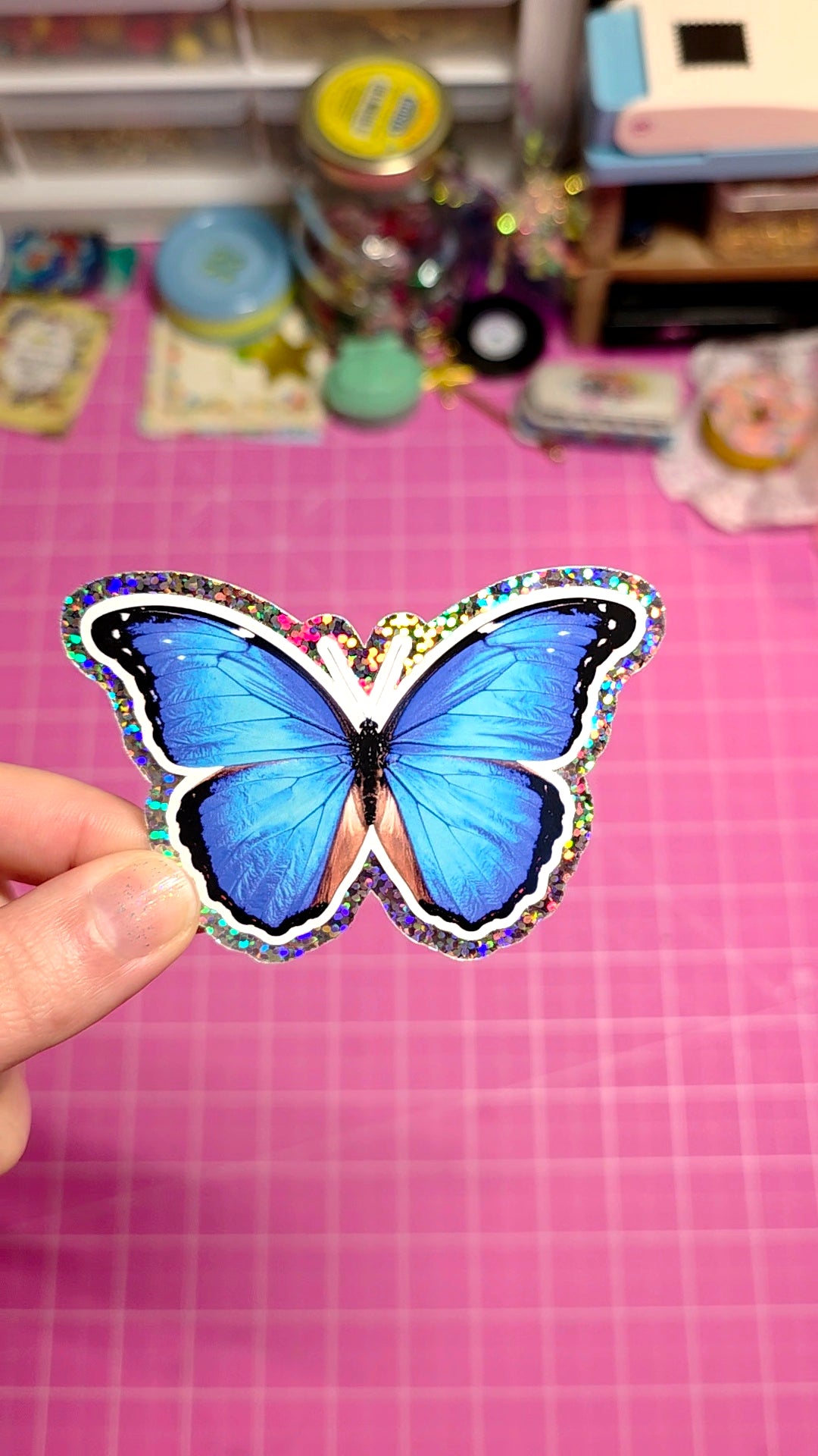 blue butterfly sticker