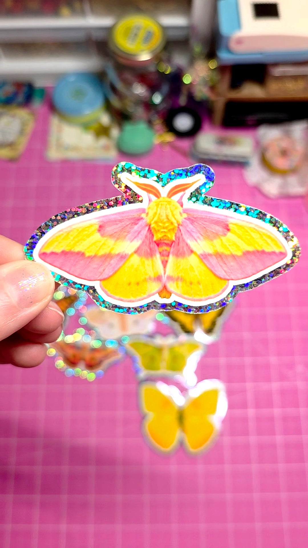 Pink Moth Sticker
