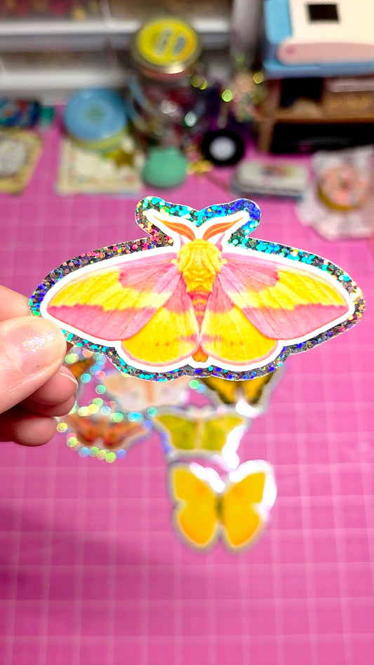 Pink Moth Sticker
