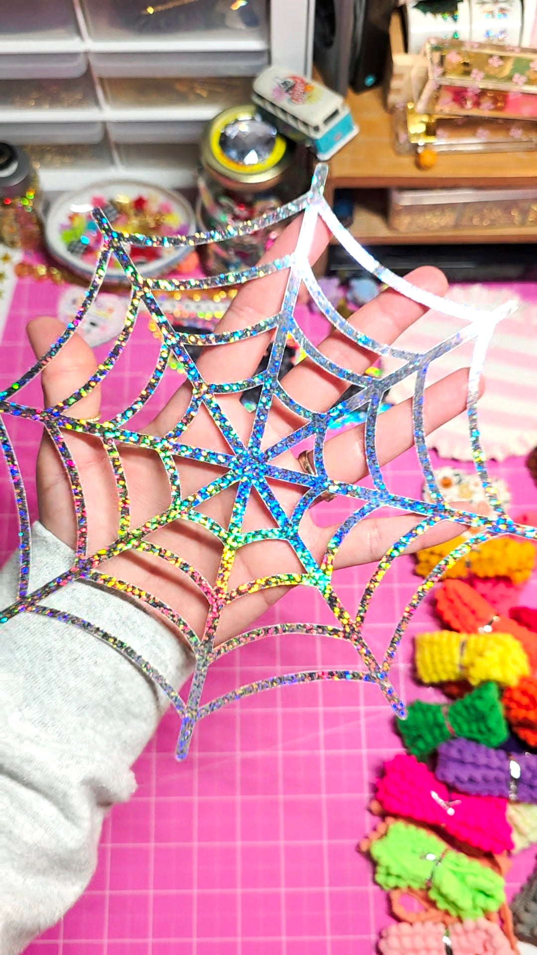 Large Sparkly Spider Web Sticker