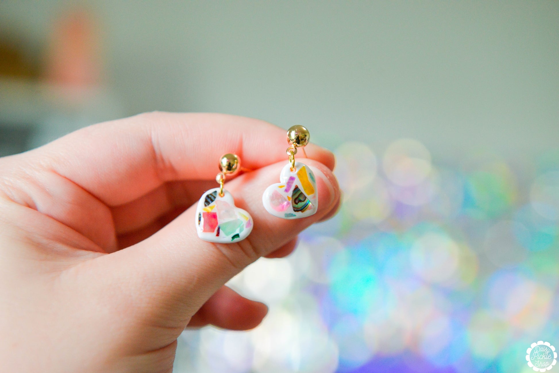 Abalone Shell Heart Earrings