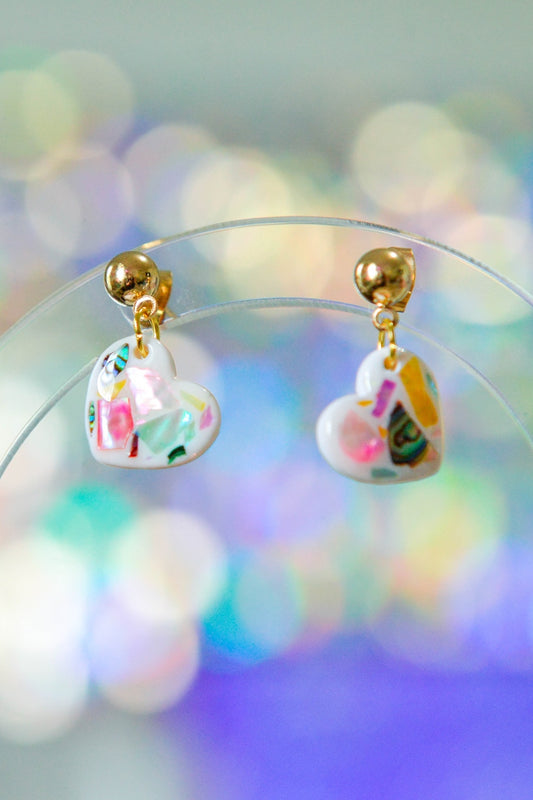 Abalone Shell Heart Earrings