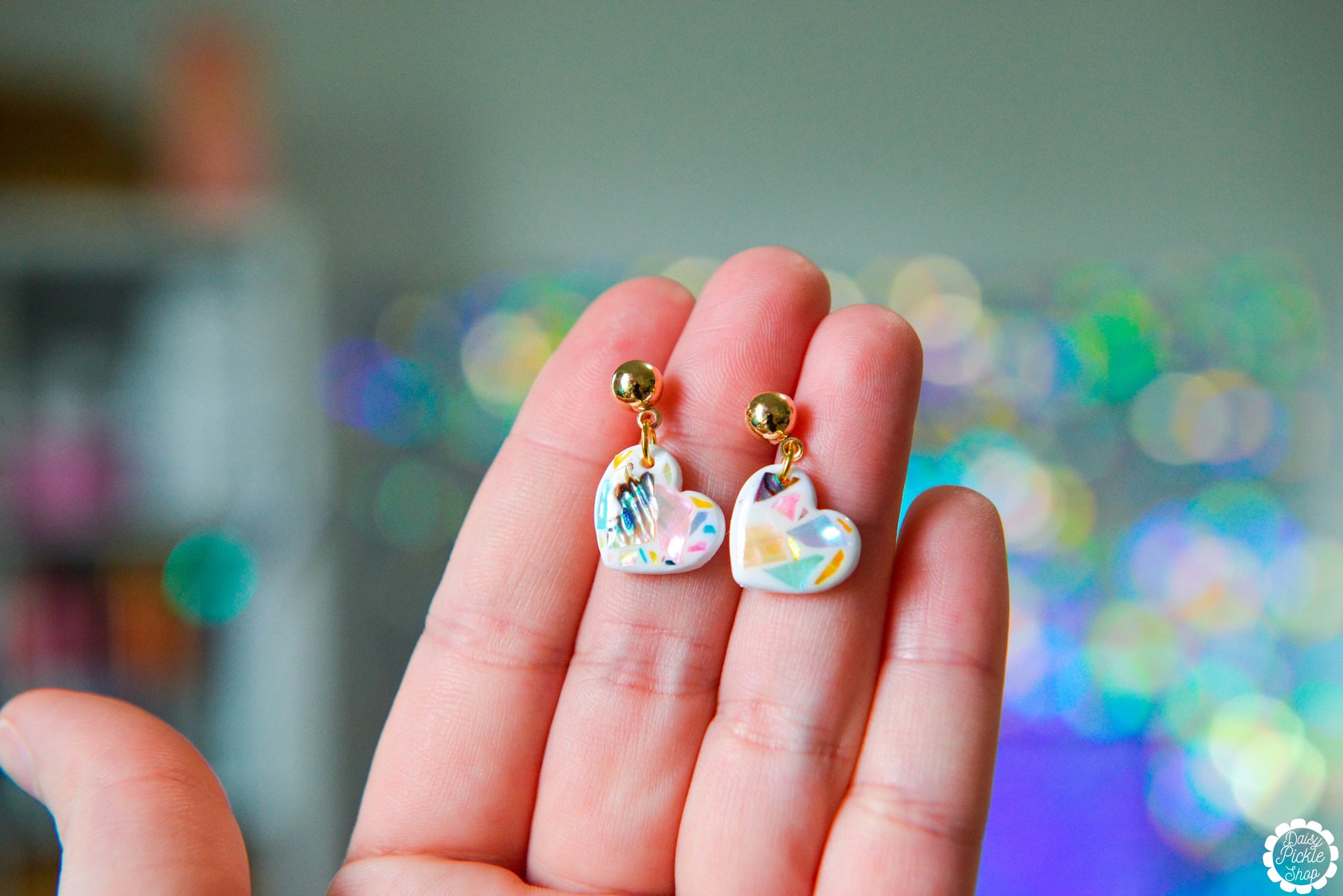 Abalone Shell Heart Earrings