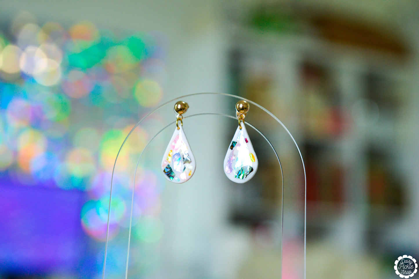 Abalone Shell Rain Drop Earrings  Media 2 of 3