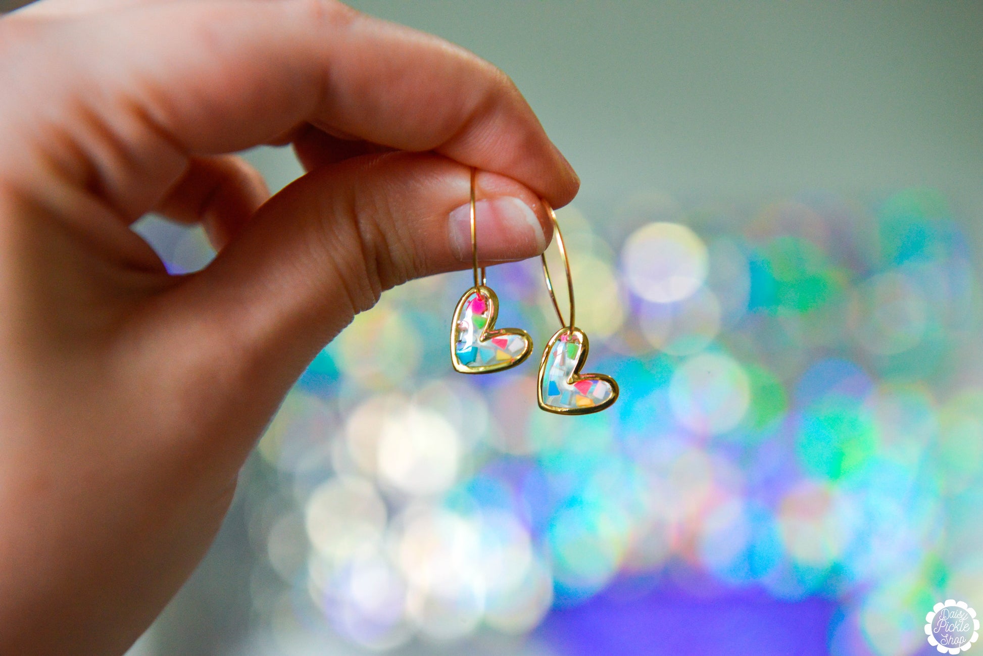 Summer Terrazzo Heart Hoop Earrings  Media 1 of 2