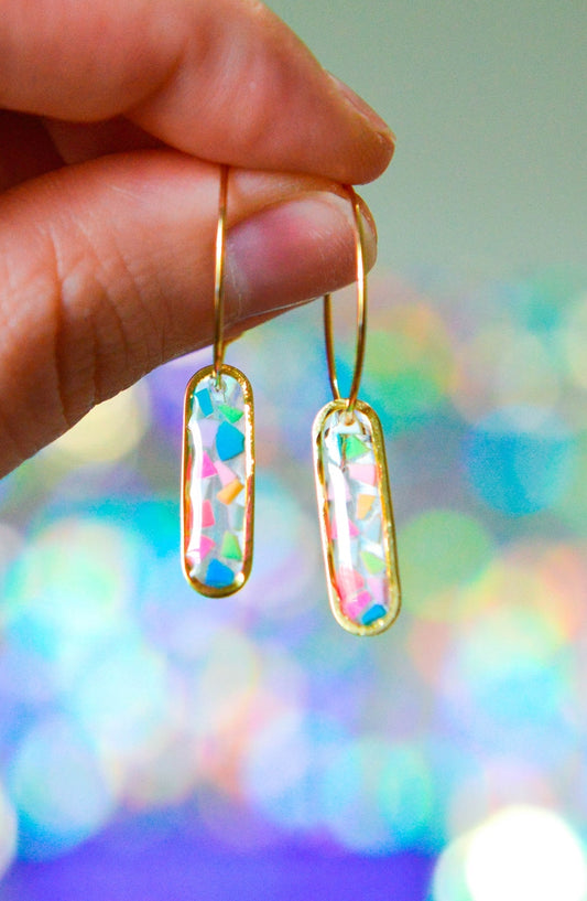 Golden Summer Terrazzo Oval Hoop Earrings