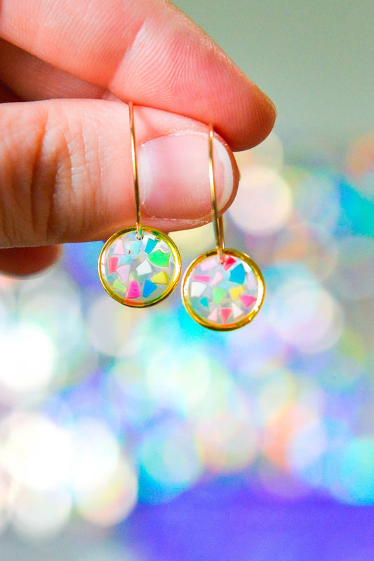 Summer Terrazzo Circle Hoop Earrings