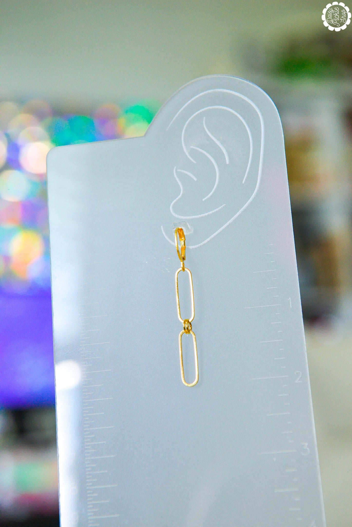 Minimalist Golden Oval Stack Dangle Earrings