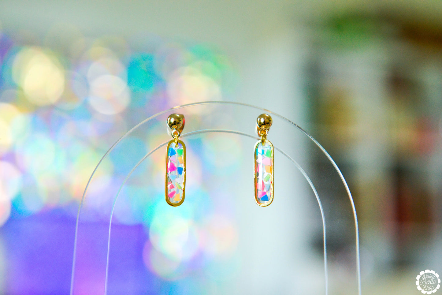 Oval Summer Terrazzo Dangle Earrings  Media 1 of 3