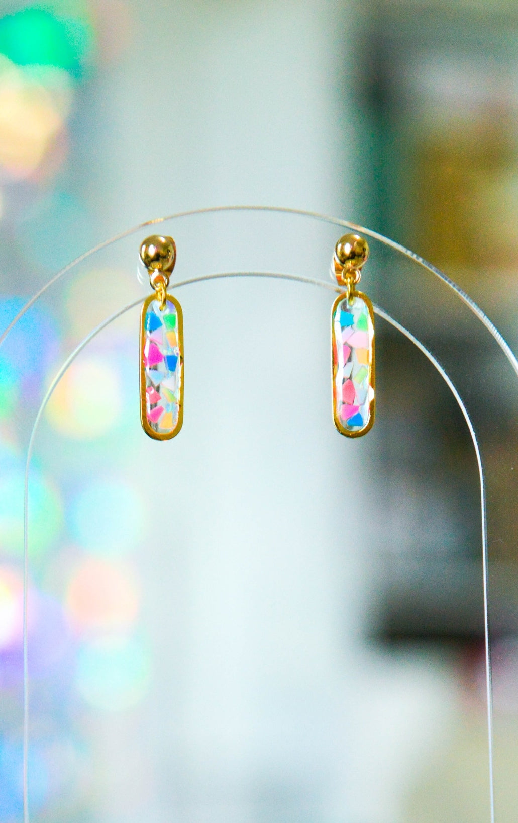 Oval Summer Terrazzo Dangle Earrings