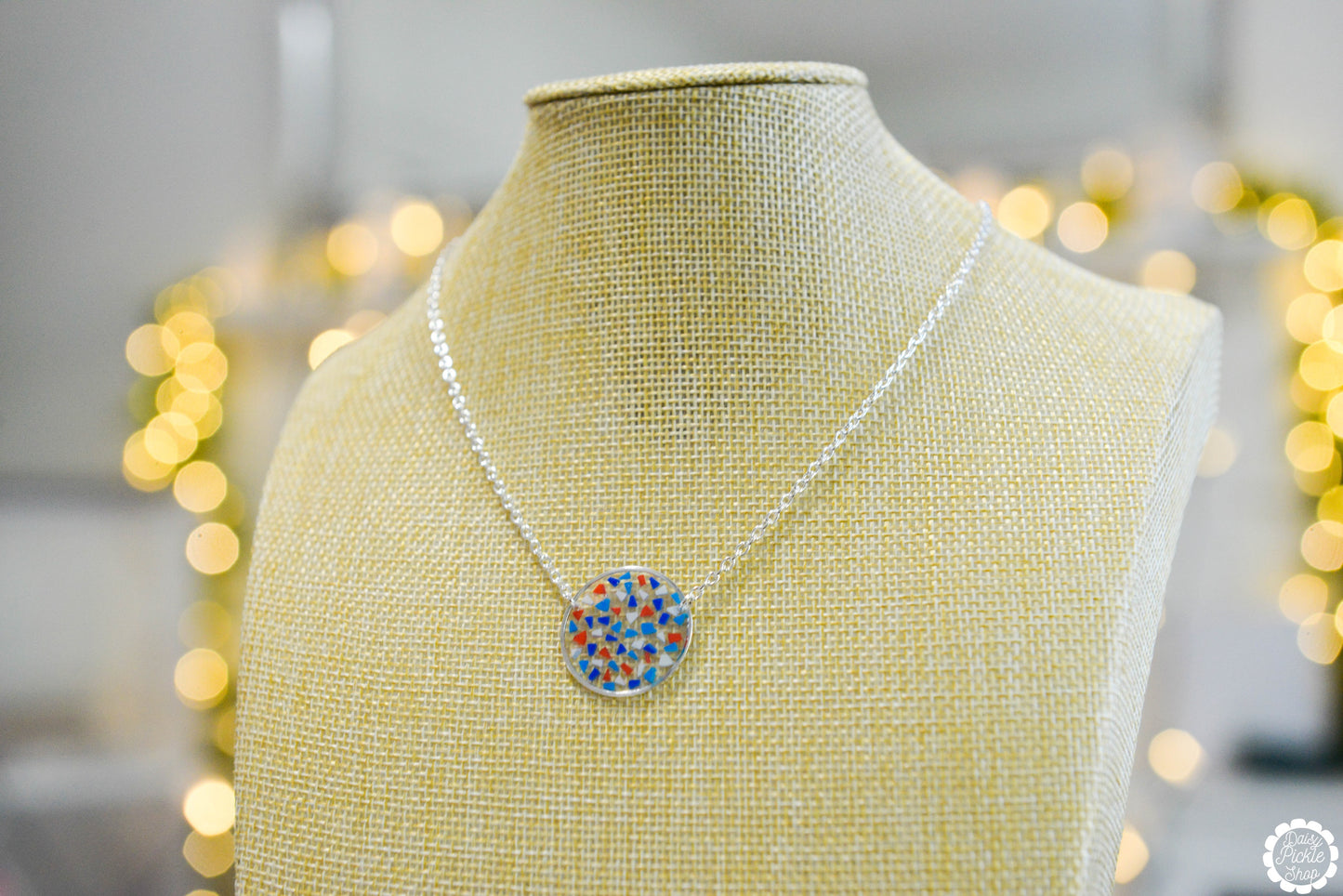 4th of July Circle Terrazzo Necklace  Media 2 of 4