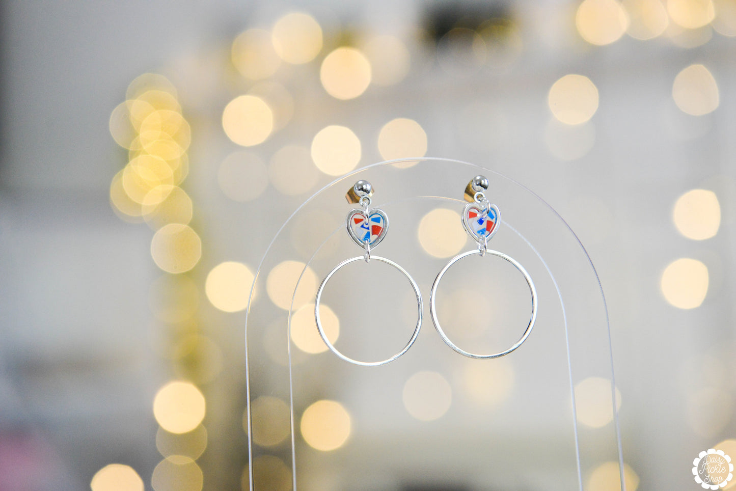 Silver Heart Terrazzo Hoops  Media 2 of 4