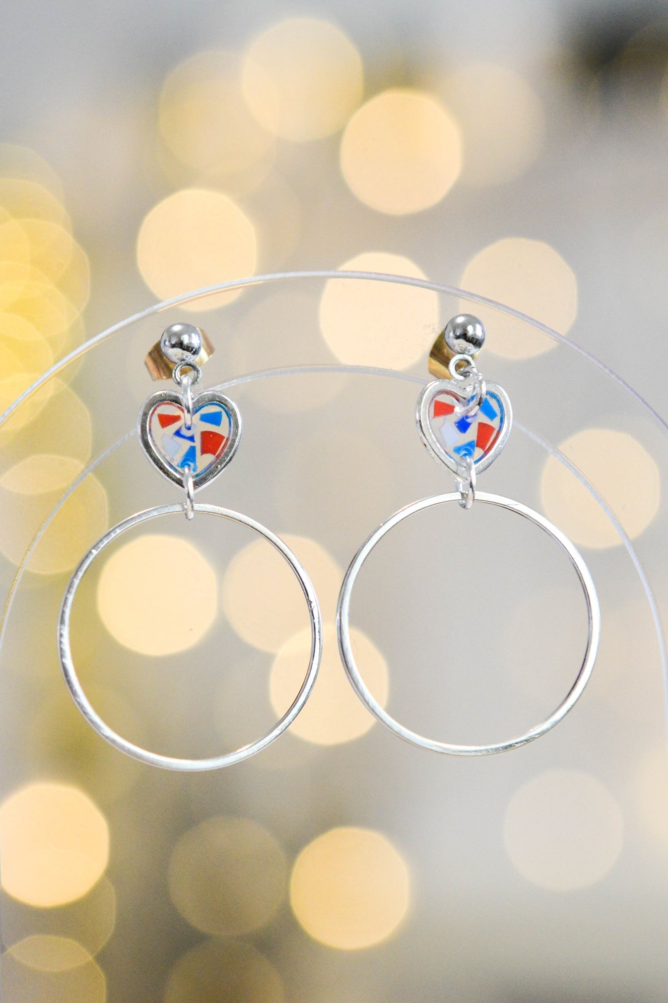 Silver Heart Terrazzo Hoops  Media 1 of 4